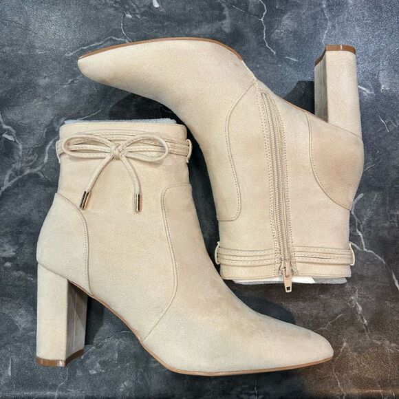 ZBY Amazon Women’s 8.5 Pointed Toe Beige  Dressy Fall Booties New - Picture 4 of 11